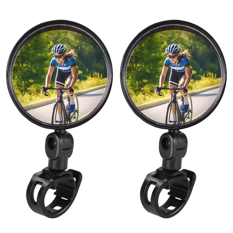 TAGVO Bike Mirror, 4 PCS Bicycle Cycling Rear View Safe Mirrors, Adjustable Rotatable Handlebars Mounted Plastic Convex Mirror for Mountain Road Bikes - Image 1